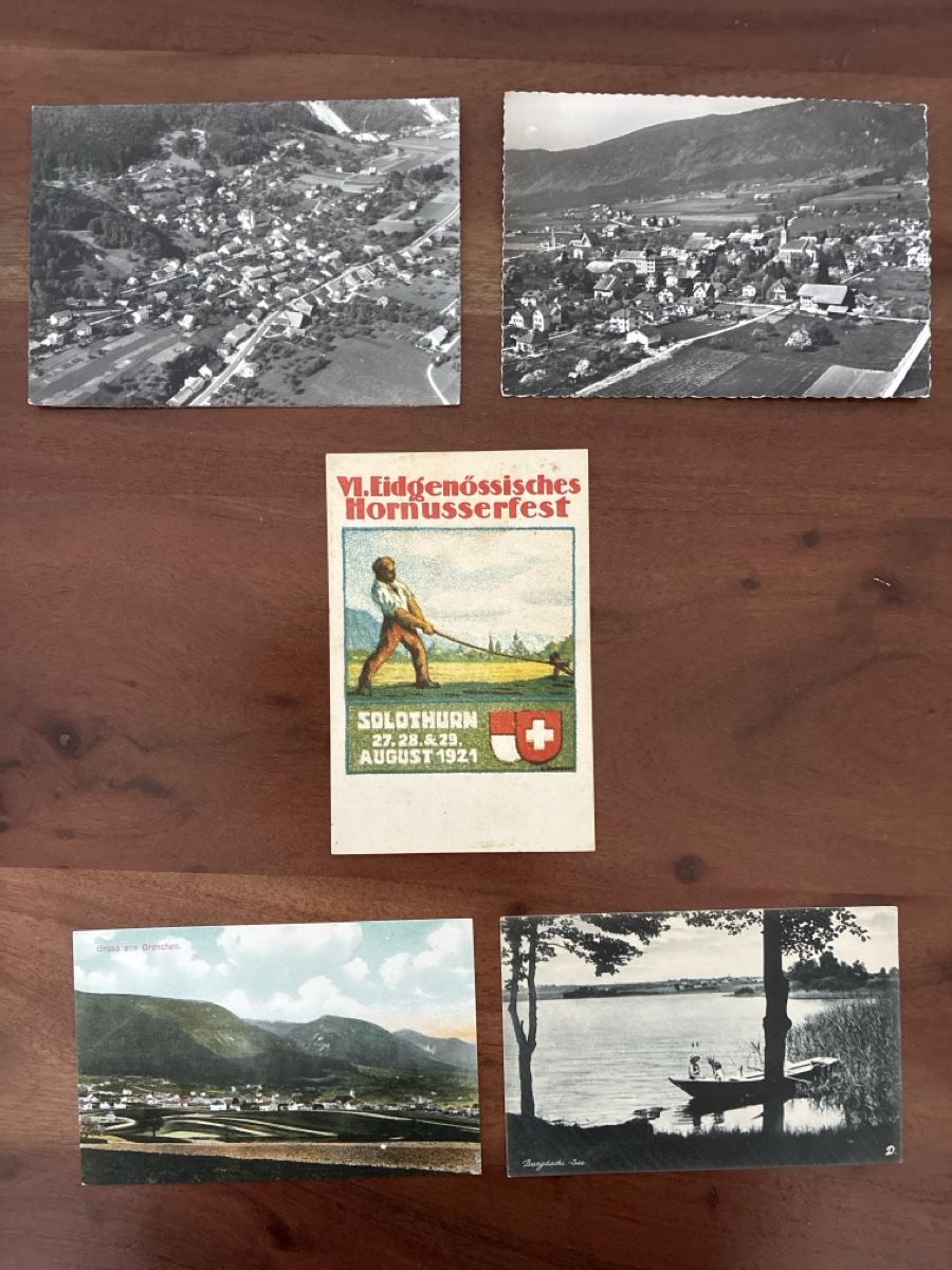 Cartoline postali: 10 Ansichtskarten Schweiz diverse vom Kanton Solothurn  – Usato da Oftringen venduto da Cla.vD.74