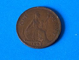 UK - 1 Penny - Elizabeth II (1st portrait) 1962
