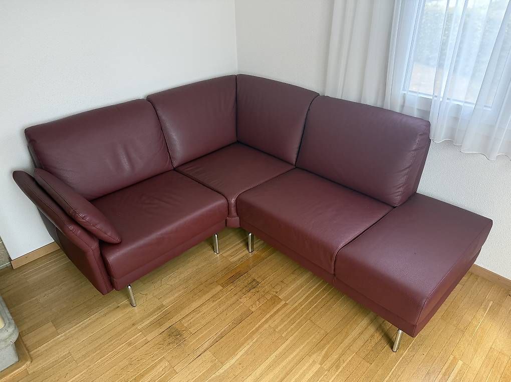 Divani: Letzte Gelegenheit! Ecksofa dunkel Rot, Leder – Usato da Tägerwilen venduto da cici123 1