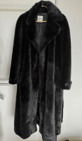 Sandro Faux Fur Coat in black