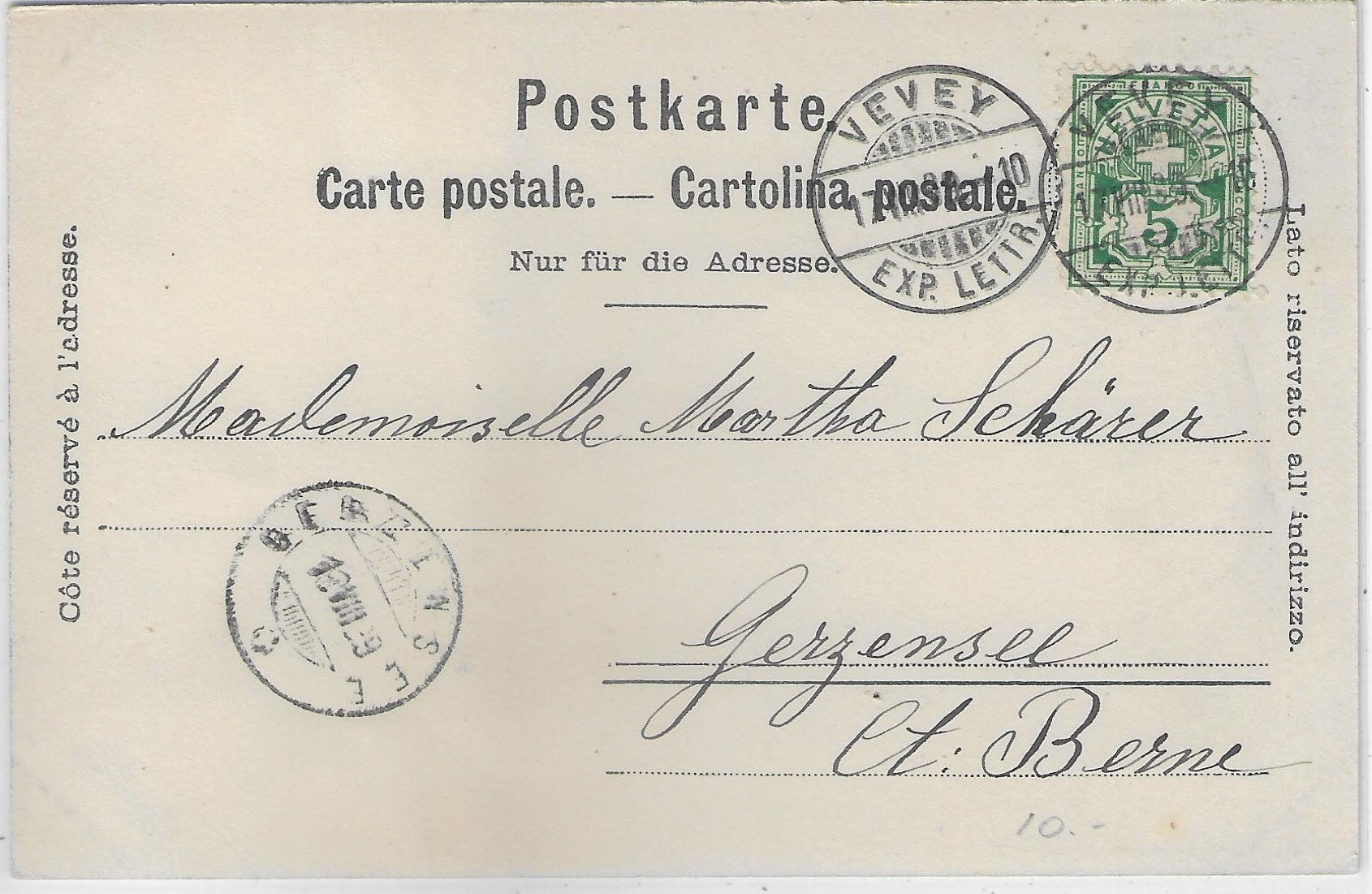 Cartoline postali: Chateau de Chillon - Mondschein-Karte 1899 – Usato da Ettingen venduto da Kartenplanet 1