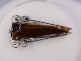 Vintage Silber Brosche Tigerauge JPPE