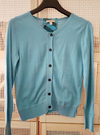 Gilet cardigan boutons Burberry turquoise, Taille M