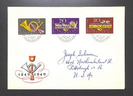 1949 FDC 100 Jahre Eidg. Post "DEUTSCH" illustriert
