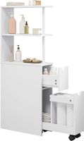 Badezimmerschrank klein Nischenschrank mit Rollen Weiss
