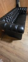 Sofa Leder schwarz 3-Sitzer Chesterfield gutem Zustand
