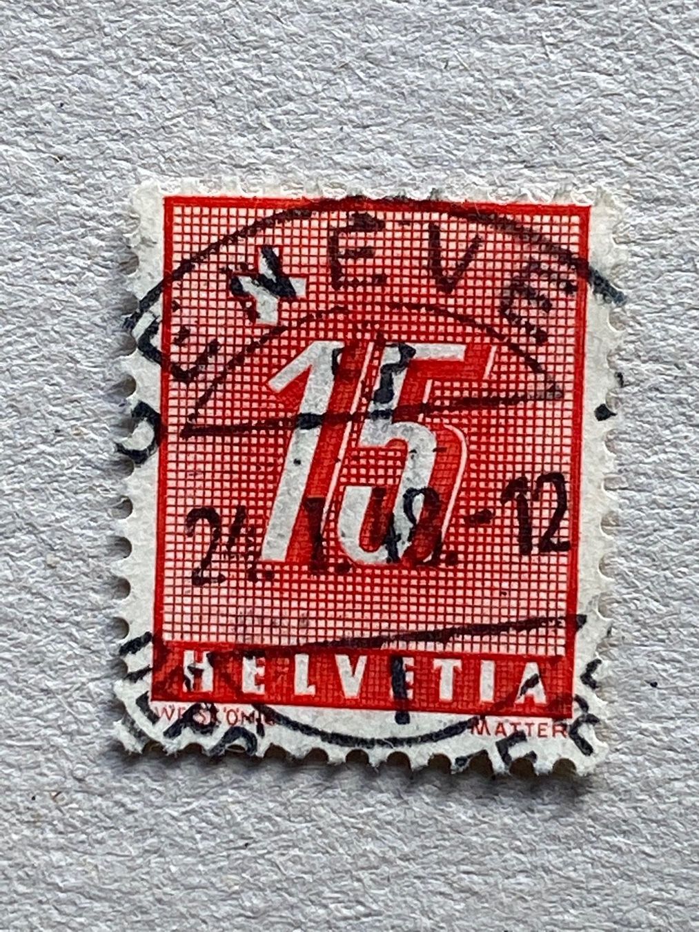 Alle Briefmarken: Portomarke 15 Cts, Genève – Gebraucht aus Aarau von hilde47