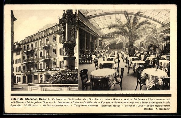 Ansichtskarten: Basel, Elite Hotel Storchen, Aussen- und – Gebraucht aus Berlin von bartko-reher