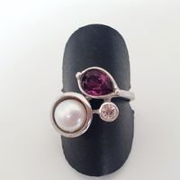 Silberschmuck Spezielle 925 Silber Ring mit Perle, gr. 18,1 