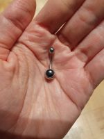 Bauchnabelpiercing mit schwarzem Steinchen - Edelstahl