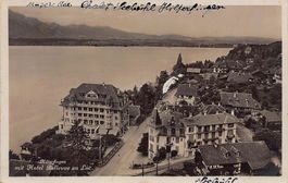 Hilterfingen mit Hotel Bellevue au Lac, gelaufen 1930
