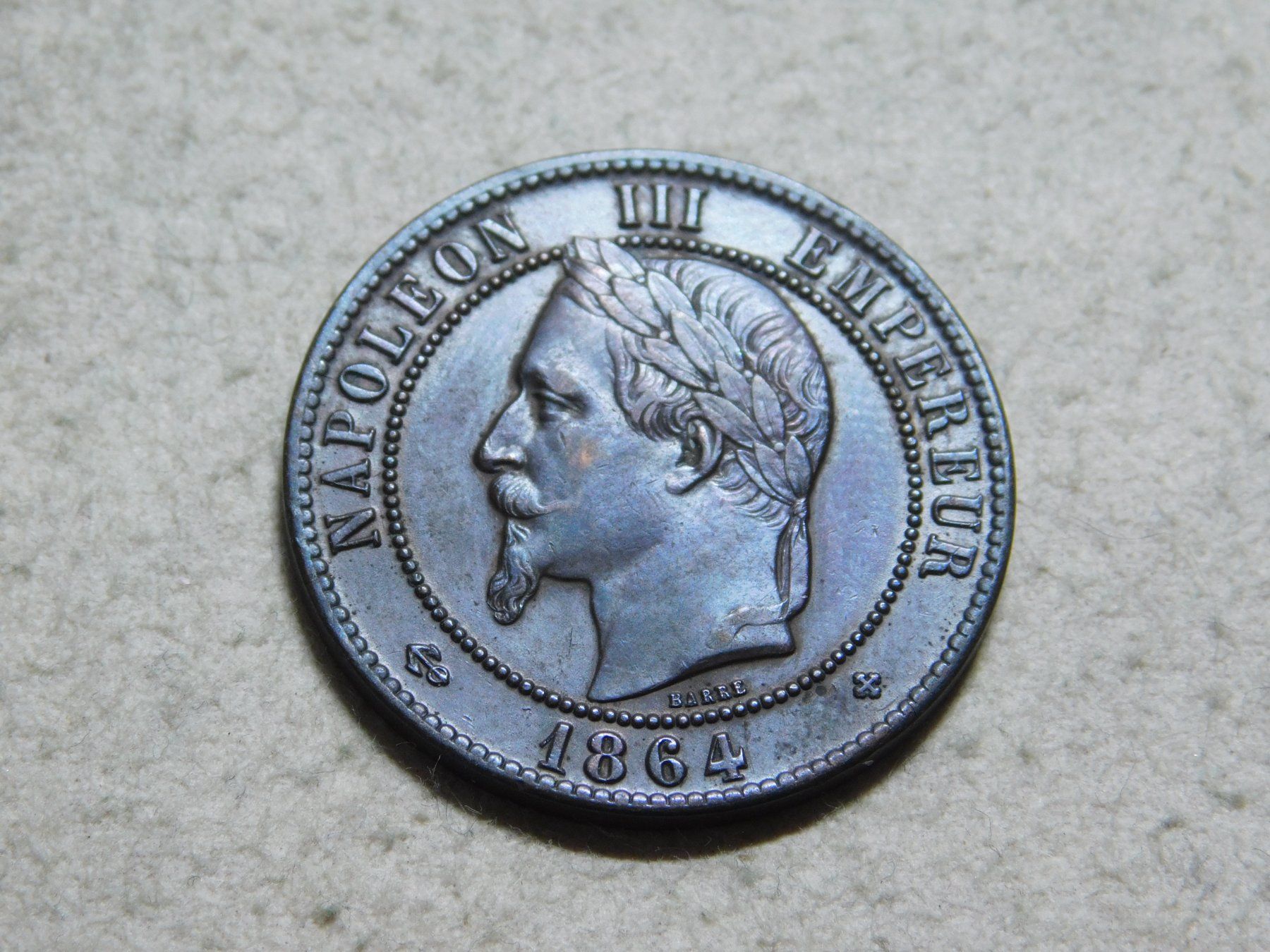 Toutes les monnaies: 10 Centimes 1864, Frankreich, Mz. "BB", Bronze, fast stgl. – Neuf (Voir description) à Solothurn par Mi-cardo