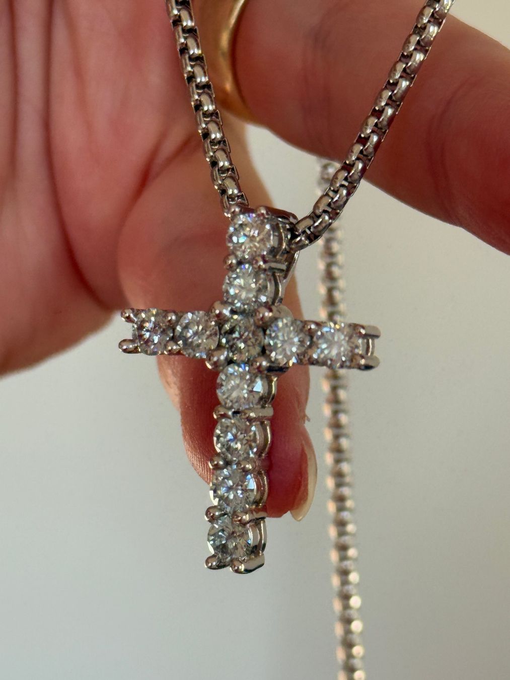 Catenine: Cross with 11 moissanites 3.8 mm each – Nuovo e nell'imballaggio originale da Genève venduto da AWWA