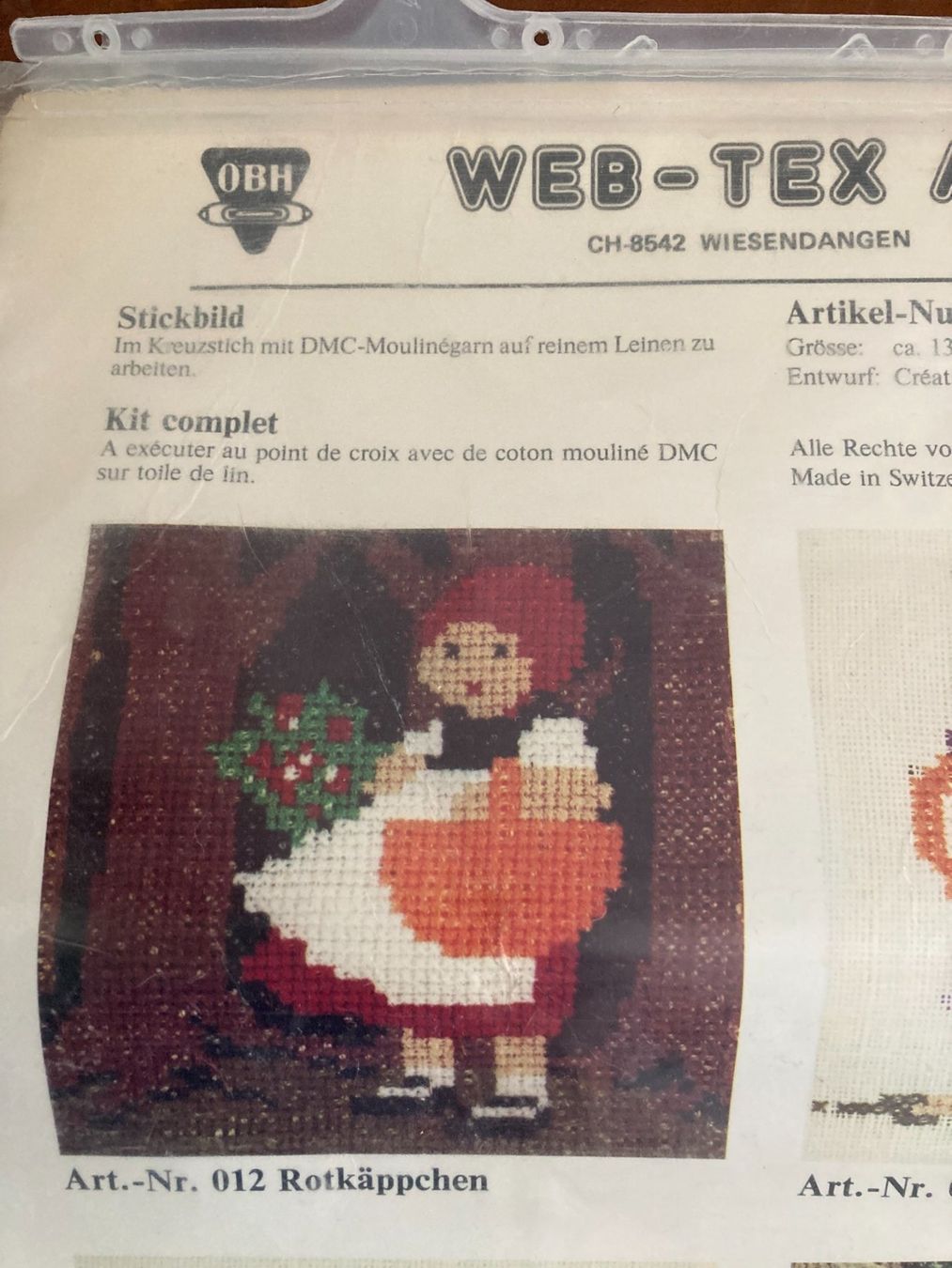 Kit bricolage: WEB-TEX Stickbild Rotkäppchen zum selber Aussticken – Nuovo (secondo la descrizione) da Subingen venduto da Etageren