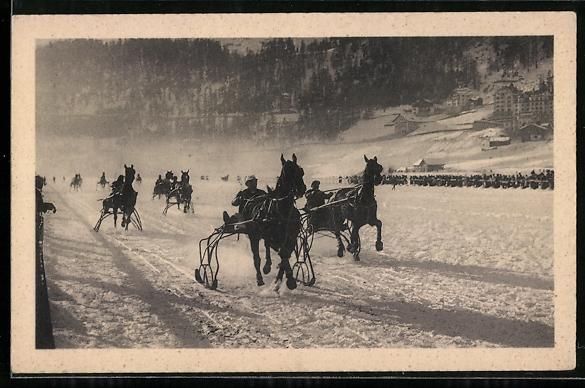 Ansichtskarten: St Moritz, Pferderennen mit Schlitten im – Gebraucht aus Berlin von bartko-reher