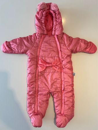 Pink Winter Snowsuit with Hood for Baby Girl, Size 62/68