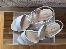 White Heeled Sandals, size 40, New in Box