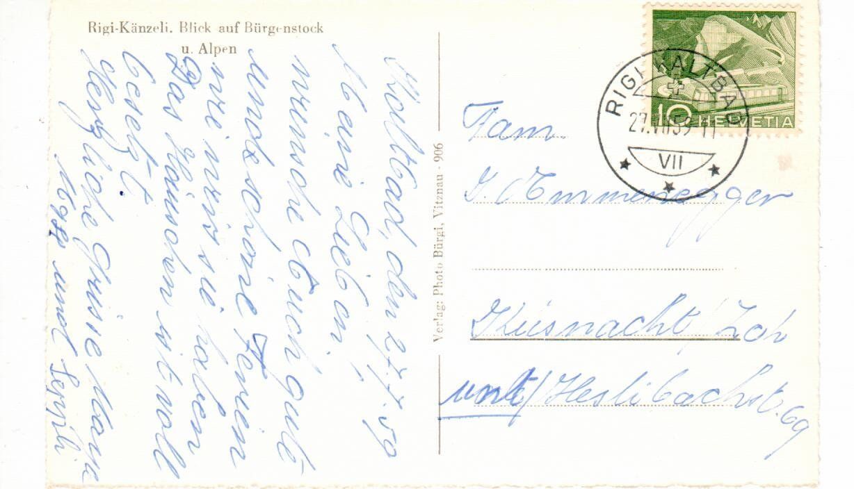Cartes postales: Rigi Känzeli, Blick auf Bürgenstock – D'occasion à Wolhusen par Curver9 1