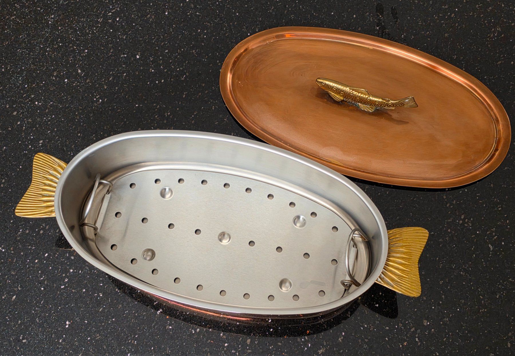Stöckli Pfannen: Fischpfanne Kupfer oval mit Einsatz – Gebraucht aus Obergerlafingen von dede-SO 1