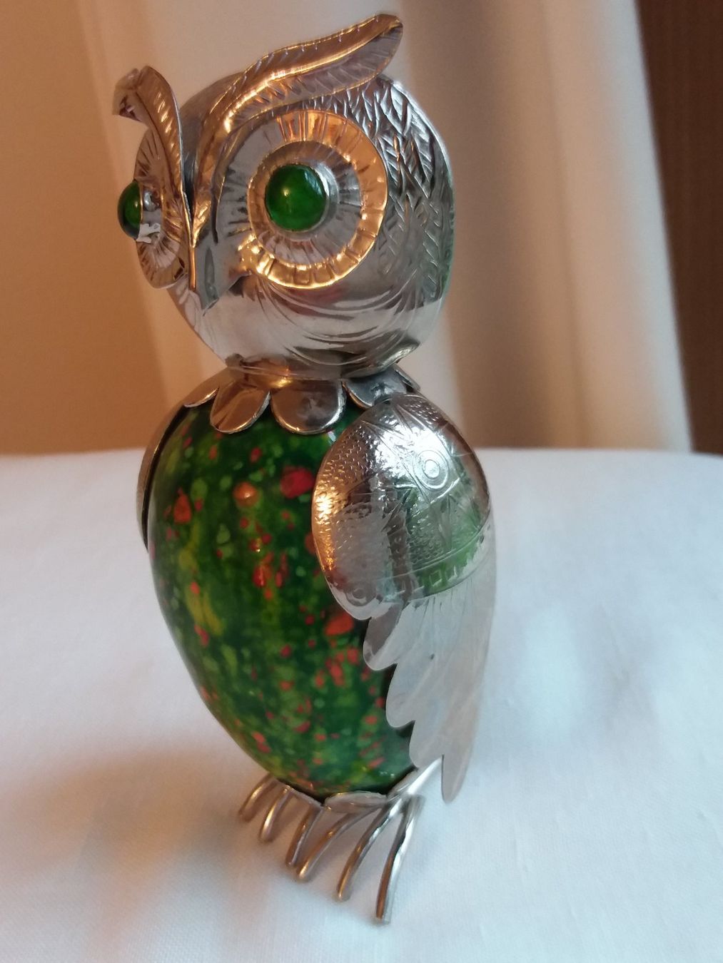 Statuette: Vintage wunderschöne Zink Keramik EULE – Usato da Zürich venduto da Aleick 1