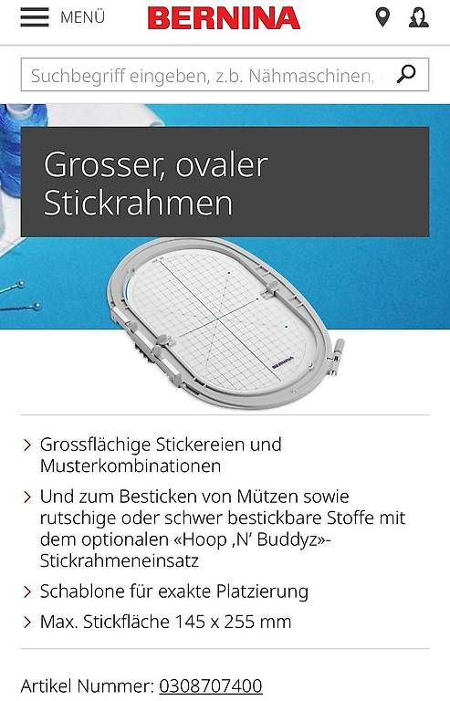 Stickrahmen: Bernina Stickrahmen gross Griff Adapter 30mm – Gebraucht aus Münchenbuchsee von heinz-5 2