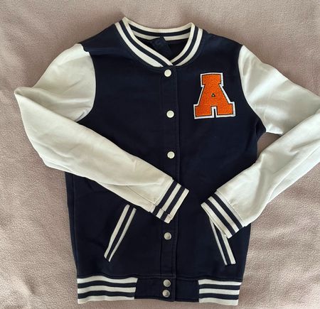Veste collège bleue et blanche, taille XS