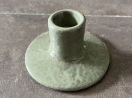 Bougeoir vintage en céramique vert d'eau