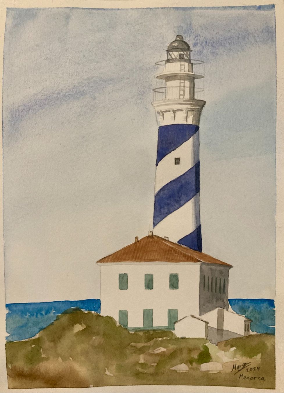 Dipinti: Menorca Leuchtturm Aquarell Bild – Nuovo e nell'imballaggio originale da Zürich venduto da Margacrea