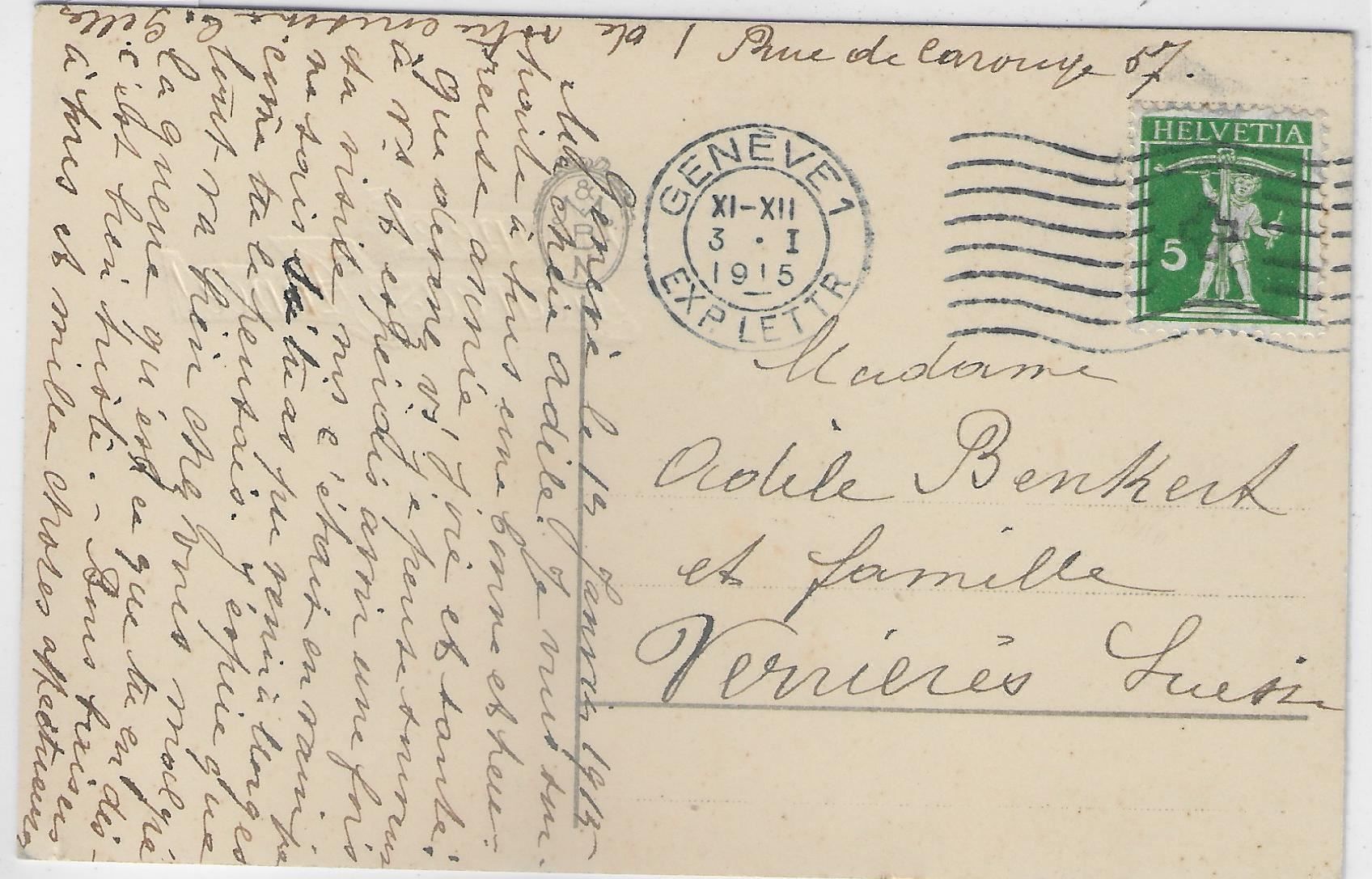 Cartoline postali: Bonne et heureuse annee!  1915 – Usato da Ettingen venduto da Kartenplanet 1