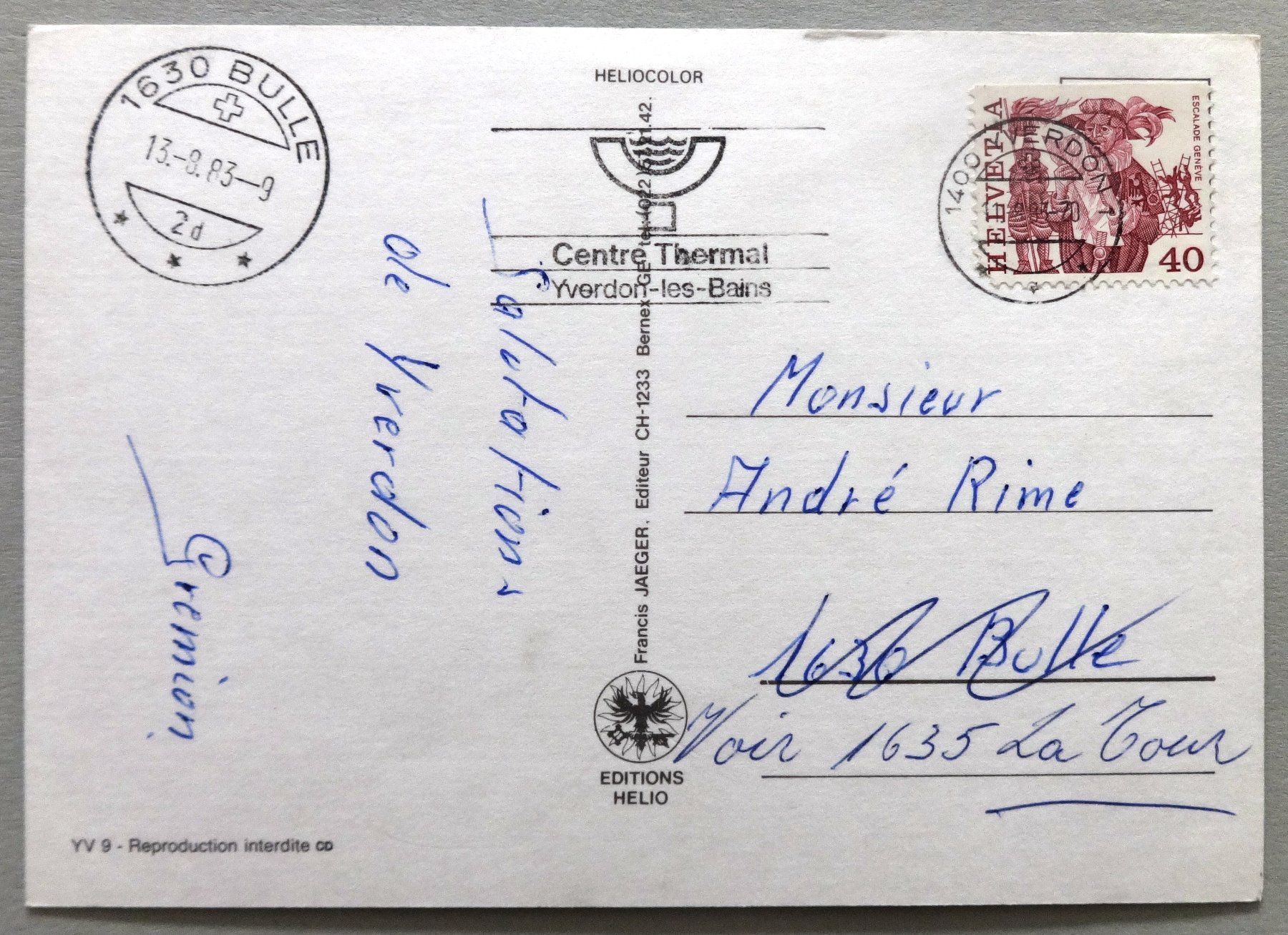 Cartes postales: Yverdon – D'occasion à Fétigny par Billy2miny 1