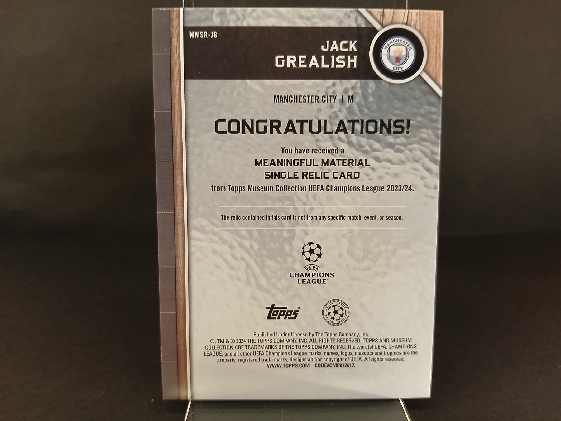 Topps Sammelbilder & Trading cards: TOPPS MUSEUM MEANINGFUL MATERIAL Jack Grealish /199 – Neu (gemäss Beschreibung) aus Schaffhausen von Hariyama 1