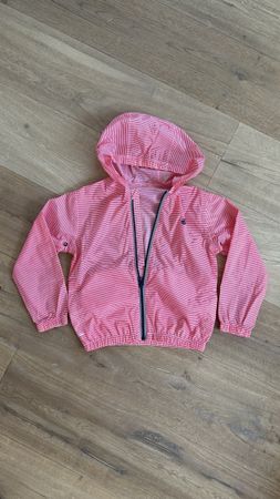 Veste rayée rouge et blanche avec capuche - Taille 6 ans