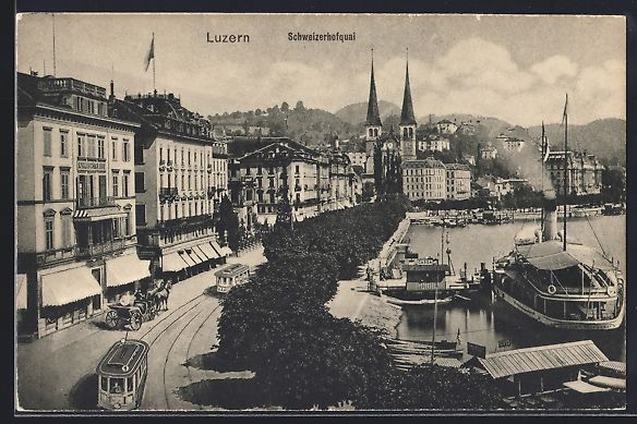 Cartoline postali: Luzern, Schweizerhofquai mit Strassenbah – Usato da Berlin venduto da bartko-reher