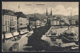 Luzern, Schweizerhofquai mit Strassenbah