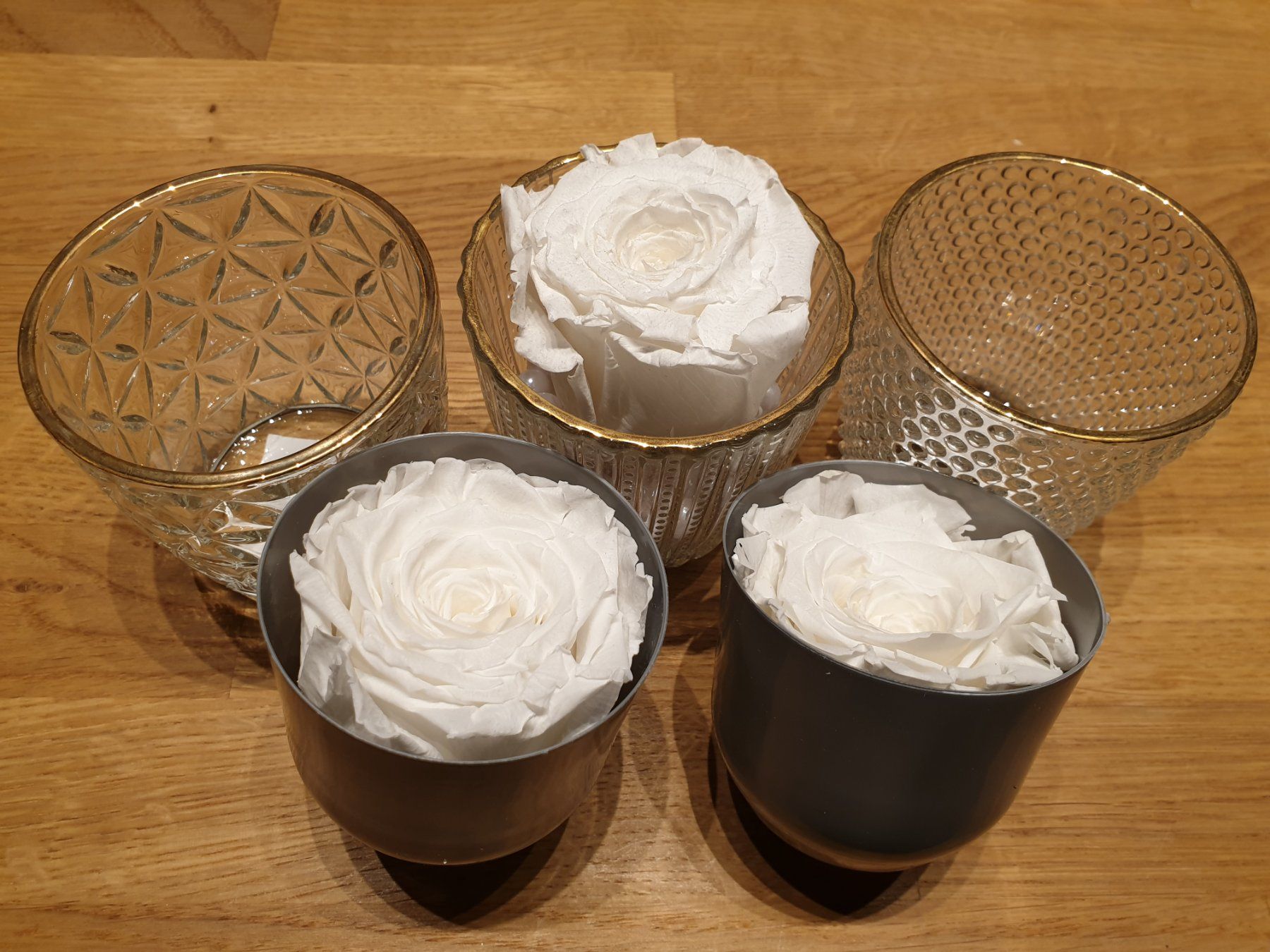 Bicchieri: Glas set mit stabilisierten Rosen – Nuovo e nell'imballaggio originale da Kulmerau venduto da Doene7 2
