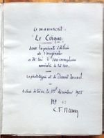 Ramuz: Le Cirque – EO signée – 1 des 100 exemplaires