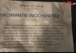 Hotelgutschein für ein Romantik Wochenende im Marina Lachen