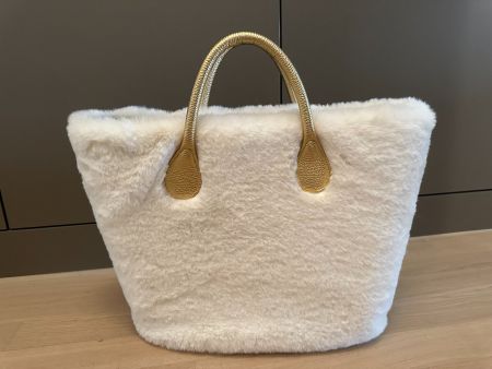 O-bag Shopper Kunstfell weiss mit passendem Inlay - wie neu