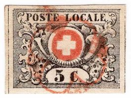 1850 WAADT 5  mit Stempelrarität