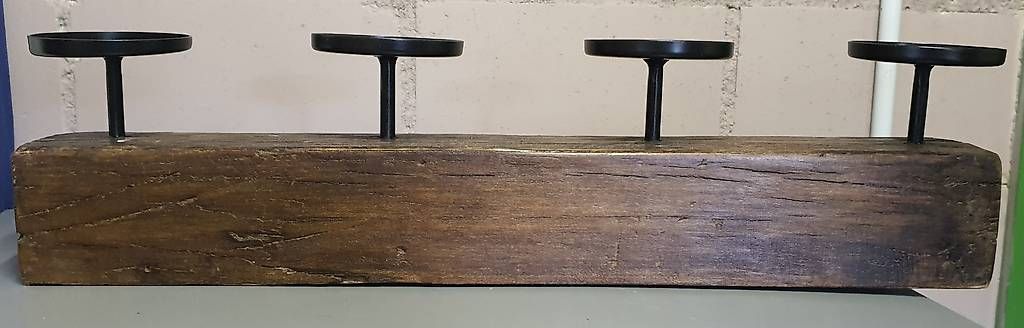 Portacandele: Kerzenleuchter aus Holz und Eisen – Usato da Riedholz venduto da Suroman