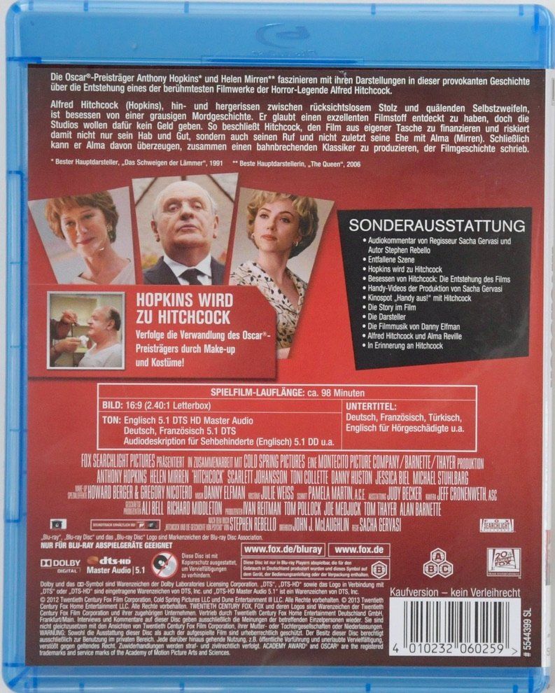 Tutti i DVDs: HITCHCOCK mit Anthony Hopkins – Usato da Remetschwil venduto da tgd_gbp8 1
