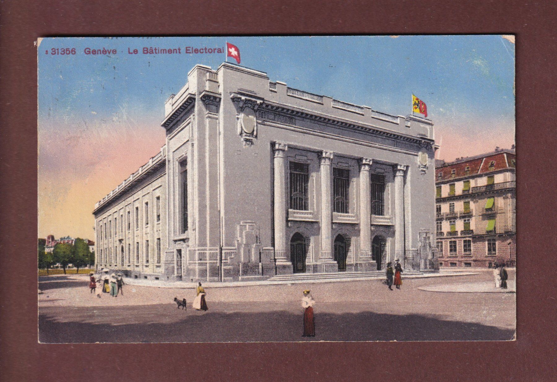 Ansichtskarten: GENEVE - Bâtiment Electoral - 1919 – Gebraucht aus Pully von nicecards-shop
