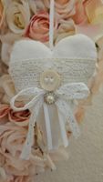 Geschenk Herz Shabby Chic Vintage Stoffherz Knopf Spitze