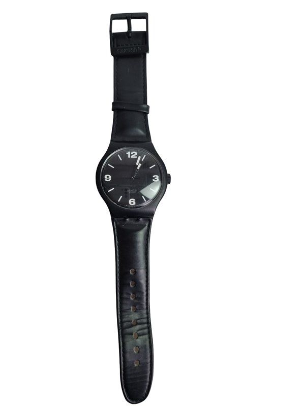 Swatch Uhren: SWATCH Uhr schwarz, Kunstleder – Gebraucht aus Wangen b. Olten von Restwert_Wangen