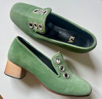 MISHKA Damenschuh Wildleder Moosgrün,  38 - guter Zustand