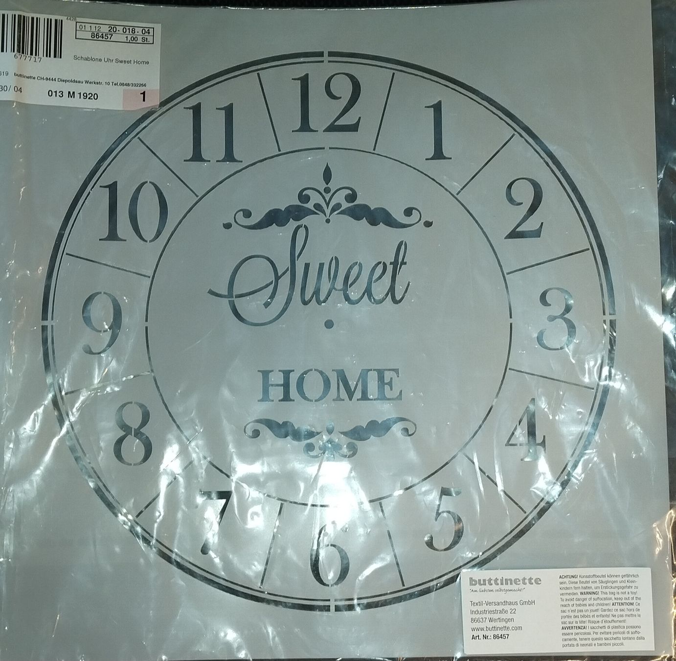 Sciablone: Schablone Uhr – Nuovo e nell'imballaggio originale da Betschwanden venduto da mel_yrp5