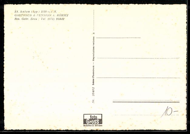 Cartoline postali: St. Anton /App., Gasthaus, Pension Röss – Usato da Berlin venduto da bartko-reher 1