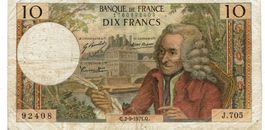 Frankreich 10 Francs Voltaire P-147d SS+