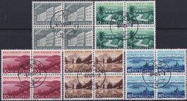 1955, B71-B75 Satz Viererblöcke mit Stempel LEYSIN Kat:120.-