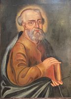 Dipinto antico, olio su tela, ritratto di santo, XVIII secol